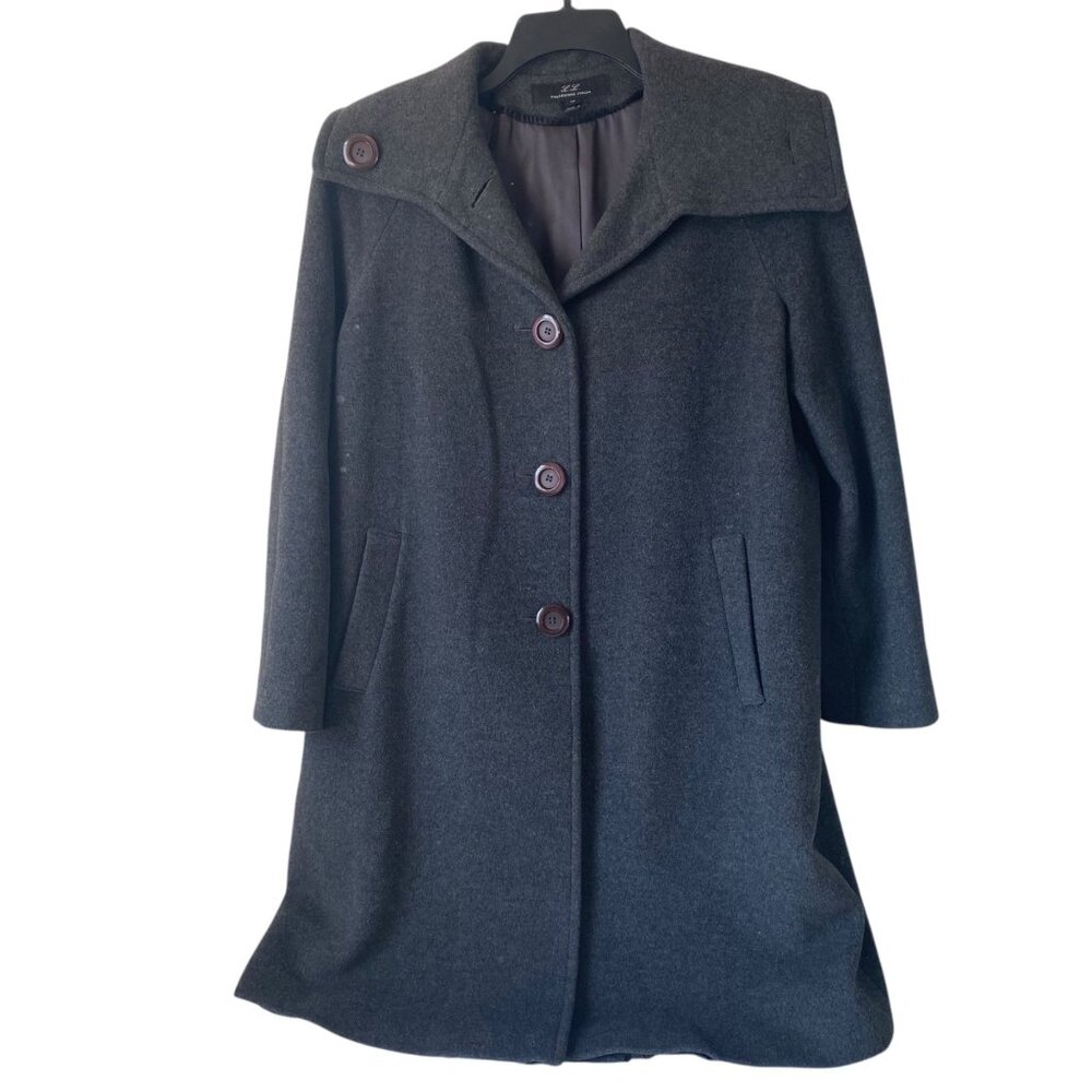 L L Collezioni Italia Women Size 10‎ A-Line Wool Coat 3 Large Buttons Pockets